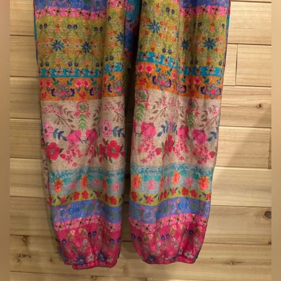 Natural Life Large Colorful Bohemian Fair Isle Print Fleece Zip Up One Piece PJ - Picture 2 of 9